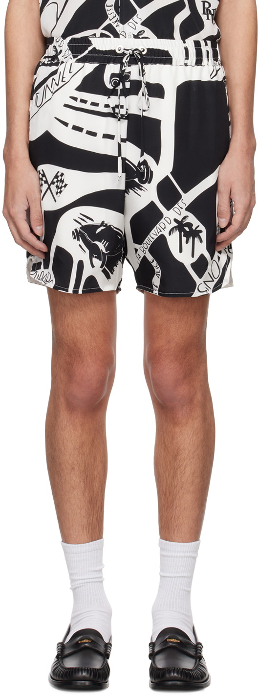 Rhude Black & White Strada Shorts
