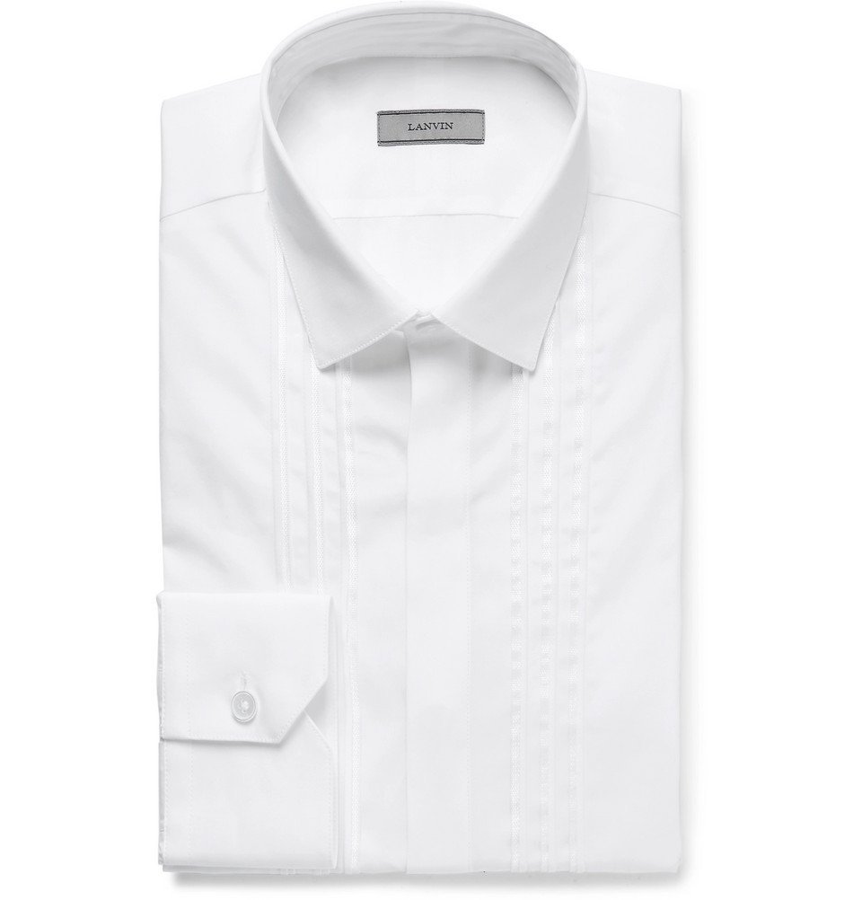 Lanvin - White Slim-Fit Bib-Front Satin-Trimmed Cotton-Poplin Tuxedo Shirt - Men - White
