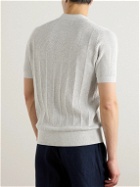 Brunello Cucinelli - Slim-Fit Ribbed Cotton Polo Shirt - Gray