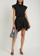 Alexanderwang.t Asymmetric Cotton Shirt Mini Dress Black