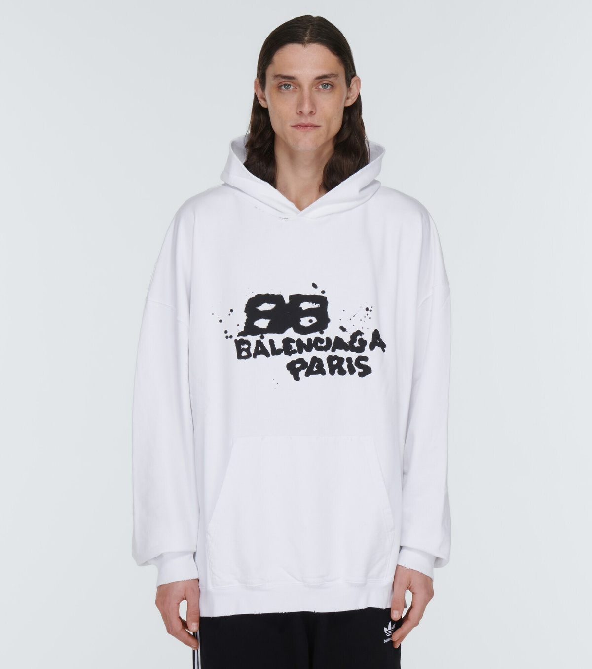 BALENCIAGA プリント フリース フーディー コットン 人気 ロゴ BALENCIAGA ロゴ プリント コットン パーカー 人気