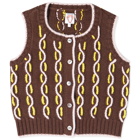 Shrimps Women's Cable Knit Vest in Brown/Pearl/Yellow