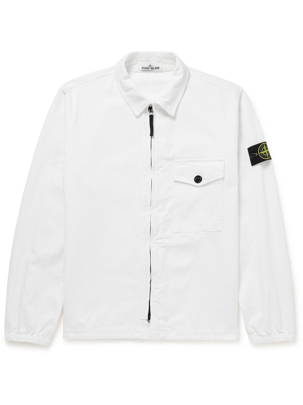 Photo: Stone Island - Logo-Appliquéd Cotton Overshirt - White