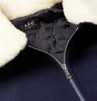 A.P.C. - Shearling-Trimmed Wool-Blend Twill Blouson Jacket - Blue
