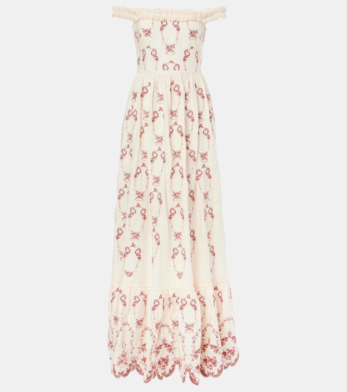 Agua by Agua Bendita Achiote Florero embroidered linen maxi dress Agua by Agua  Bendita