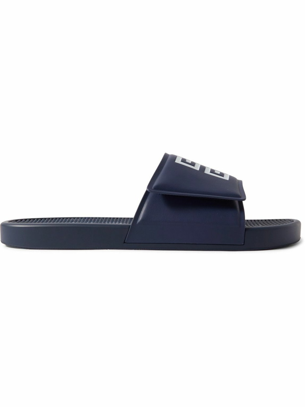 Photo: Givenchy - Logo-Print Debossed Faux Leather Slides - Blue