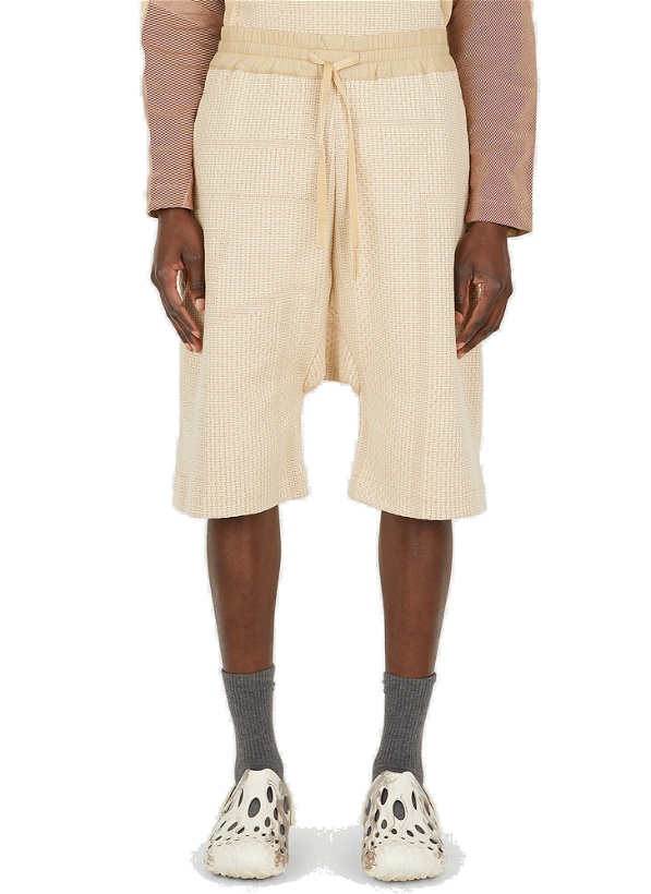 Photo: Graphic Knit Track Shorts in Beige