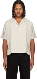 132 5. ISSEY MIYAKE Beige Flat Shirt