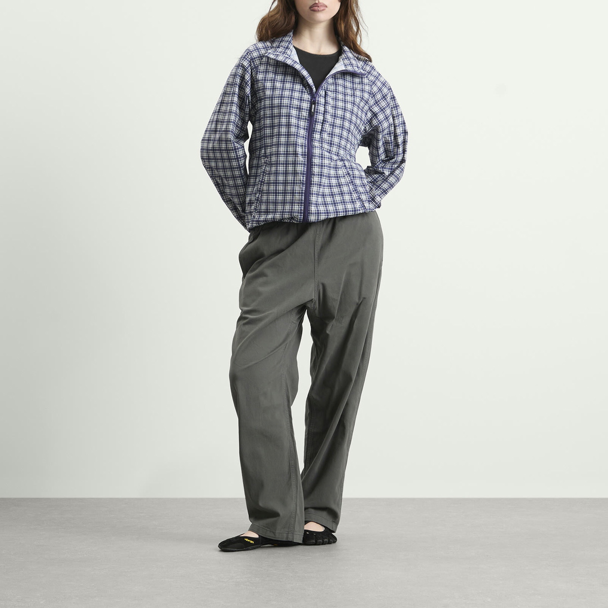 Gramicci Women's Checkered Shell Jacket in Navy Check