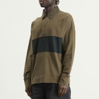 MHL by Margaret Howell Men's Rugby Shirt in Khaki Green/Black Green