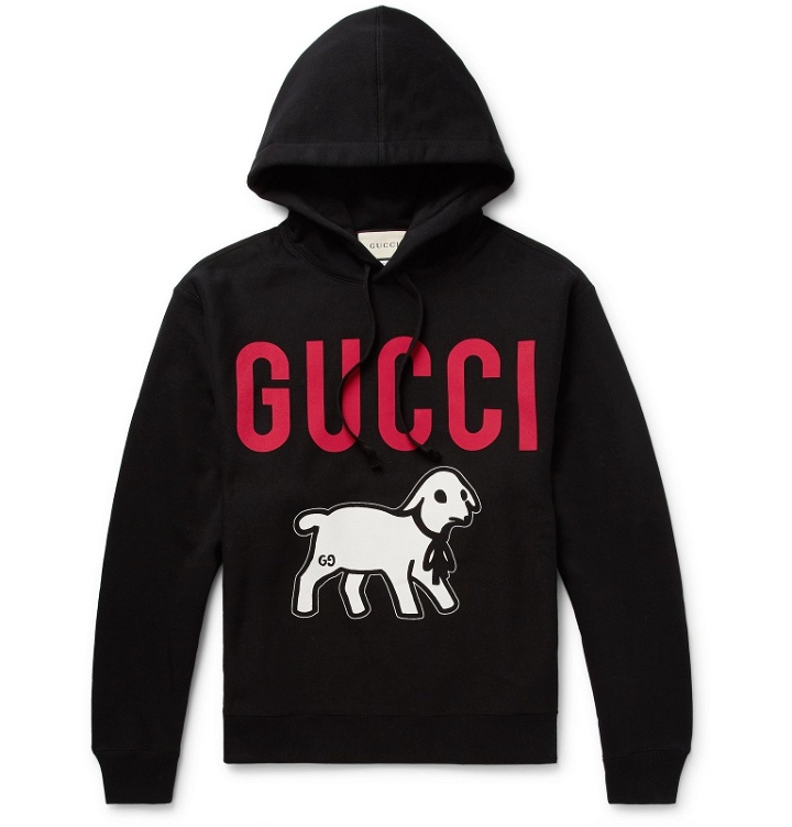 Photo: Gucci - Printed Loopback Cotton-Jersey Hoodie - Black