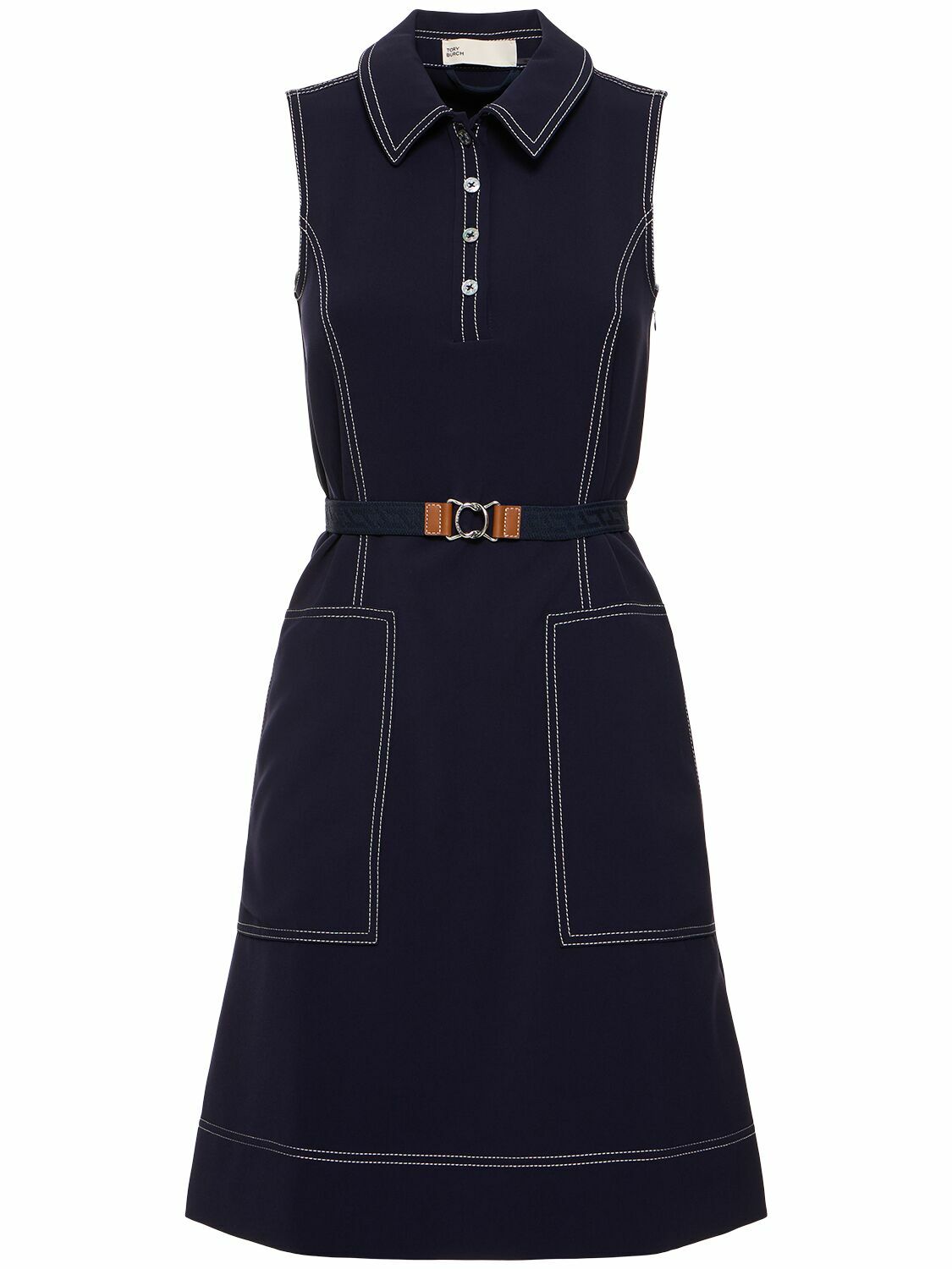 【TORY SPORT】CONTRAST STITCH POLO DRESS Pick Stitch Stretch Polo Dress: Women's Designer Dresses