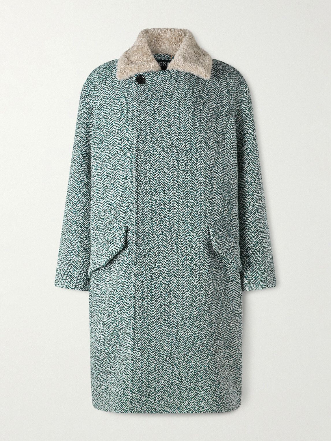 Zegna - Double-Breasted Wool and Cashmere-Blend Tweed Coat - Blue