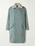 Zegna - Double-Breasted Wool and Cashmere-Blend Tweed Coat - Blue