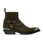 Balenciaga Brown Suede Harness Santiag Boots