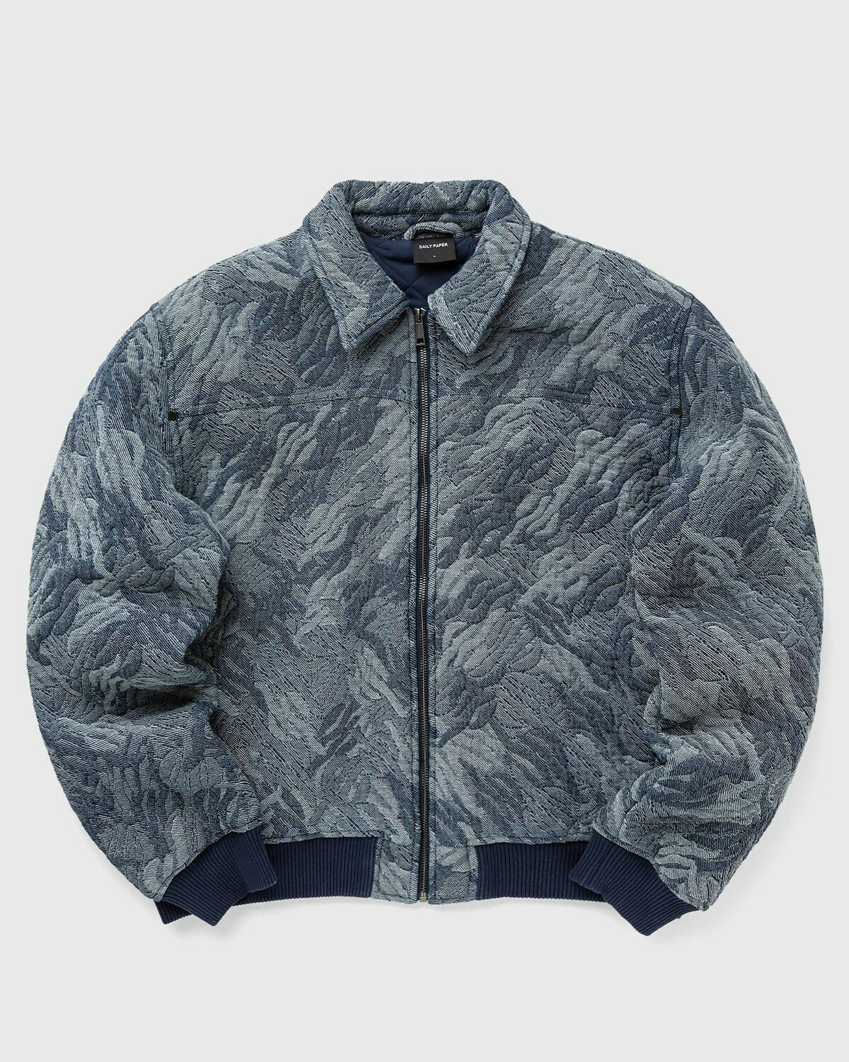 Daily Paper Camo monogram denim bomber Blue Mens Bomber Jacket