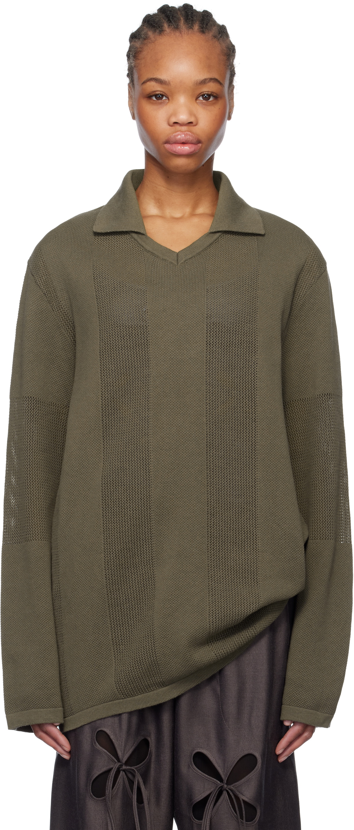 J.Kim Khaki Anton Belinskiy Edition Striped Knit Circus Jersey Polo