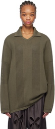J.Kim Khaki Anton Belinskiy Edition Striped Knit Circus Jersey Polo
