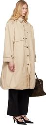 Rokh Beige Balloon Shape Buttoned Trench Coat