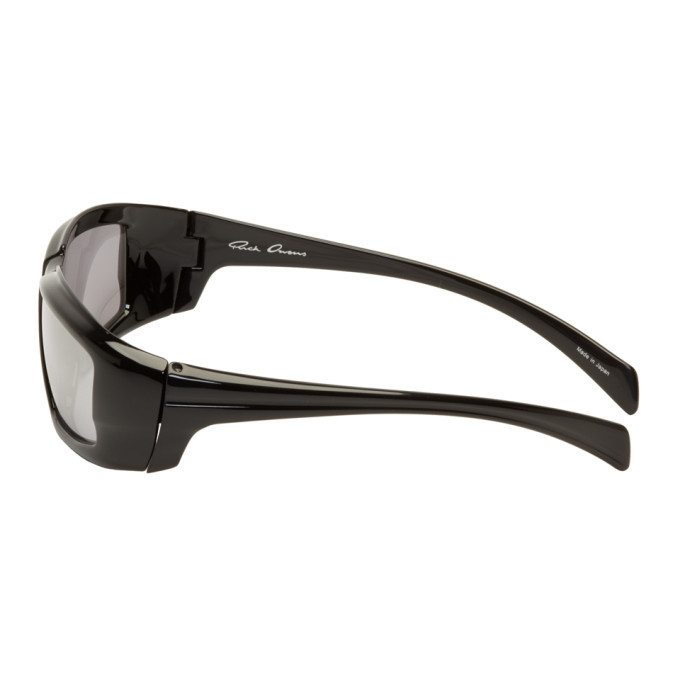 サングラス Rick Owens Rectangular Black Acetate Sunglasses With Silver Rick Owens Rectangular Black Acetate Sunglasses With Silver
