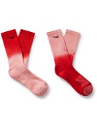 Nike - Two-Pack Everyday Cushioned Dip-Dyed Ribbed Dri-FIT Cotton-Blend Socks - Red