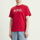 A.P.C. Men's VPC Logo T-Shirt in Red/Ecru