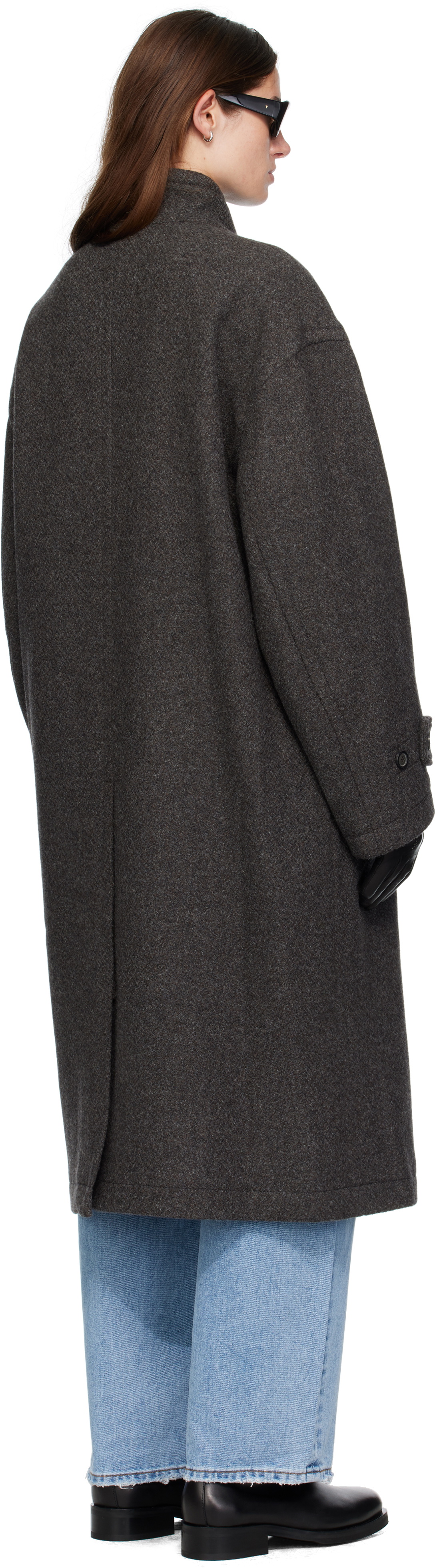COOR Gray Cashmere High-Neck Coat