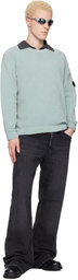 C.P. Company Blue Cotton Chenille Crewneck Lens Sweater
