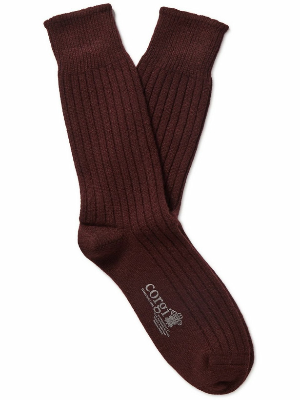 Photo: Kingsman - Ribbed Cashmere Socks - Burgundy