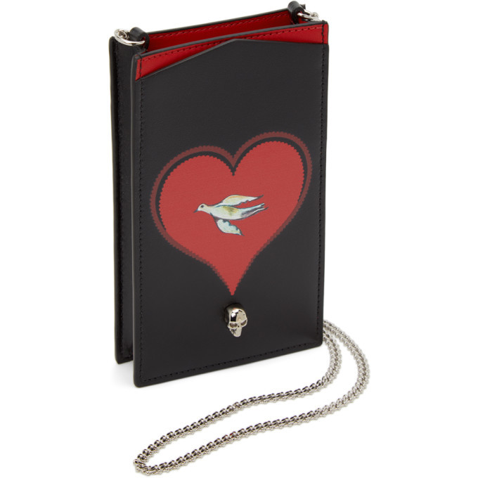 Alexander McQueen Black Heart Skull Phone Bag Alexander McQueen