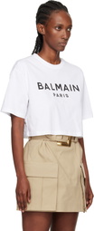 Balmain White 'Balmain Paris' Print T-shirt