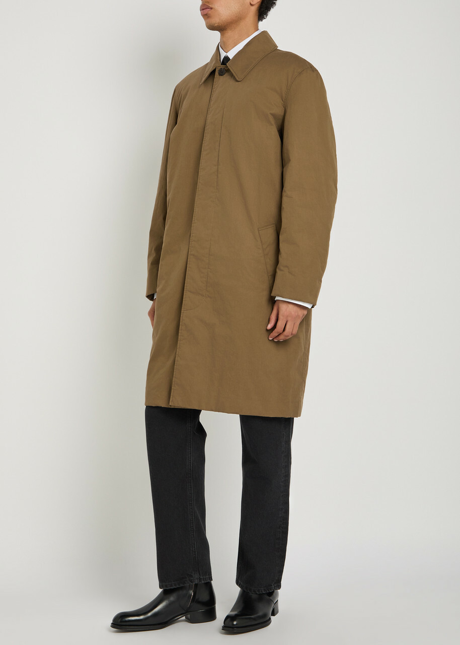 Saint Laurent Quilted Cotton Coat Taupe