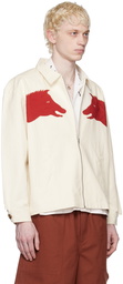 Bode White & Red Boar Appliqué Jacket