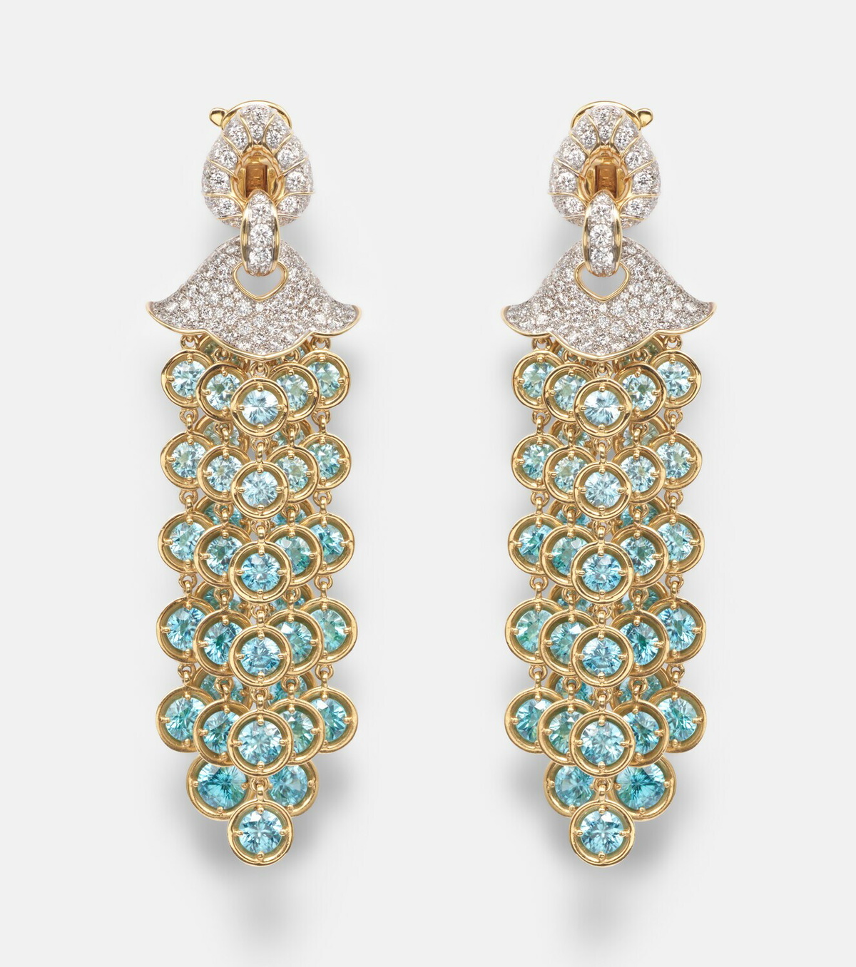 Marina B Pampilles 18kt gold drop earrings with diamonds and zircons