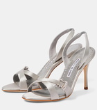 Manolo Blahnik Ramisli embellished satin slingback sandals