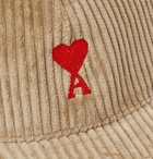 AMI PARIS - Logo-Appliquéd Cotton-Corduroy Baseball Cap - Neutrals