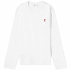 AMI Paris Men's Long Sleeve Small A Heart T-Shirt in White