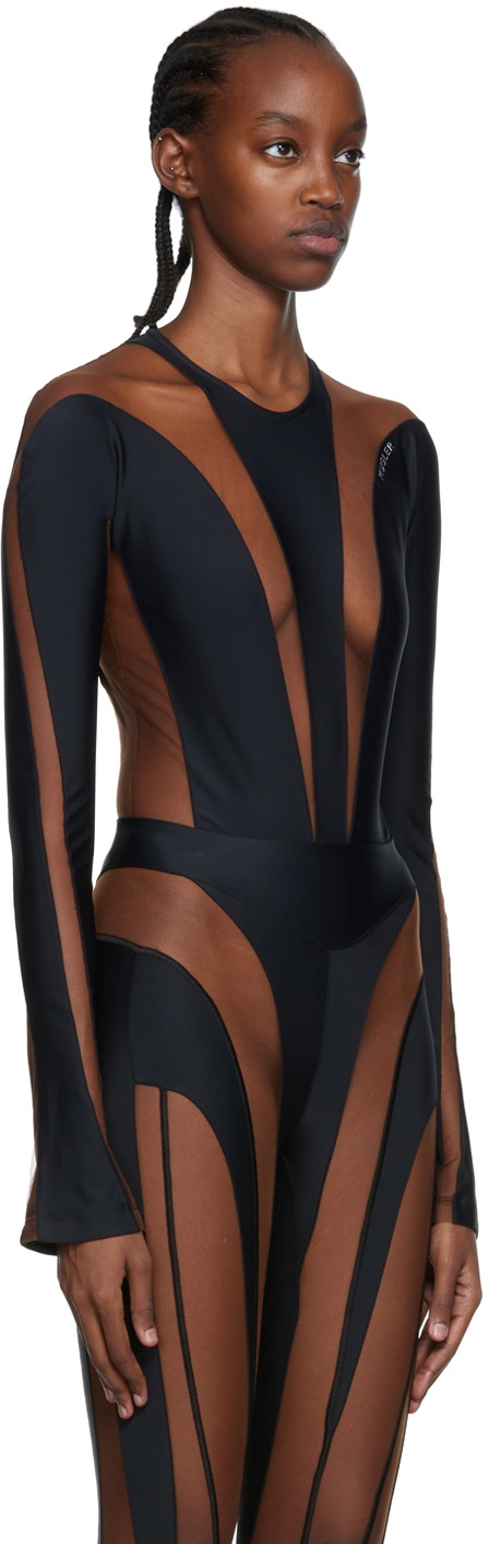 【関税込み】Mugler ブラック Illusion トップス Mugler Black Illusion Bodysuit Mugler