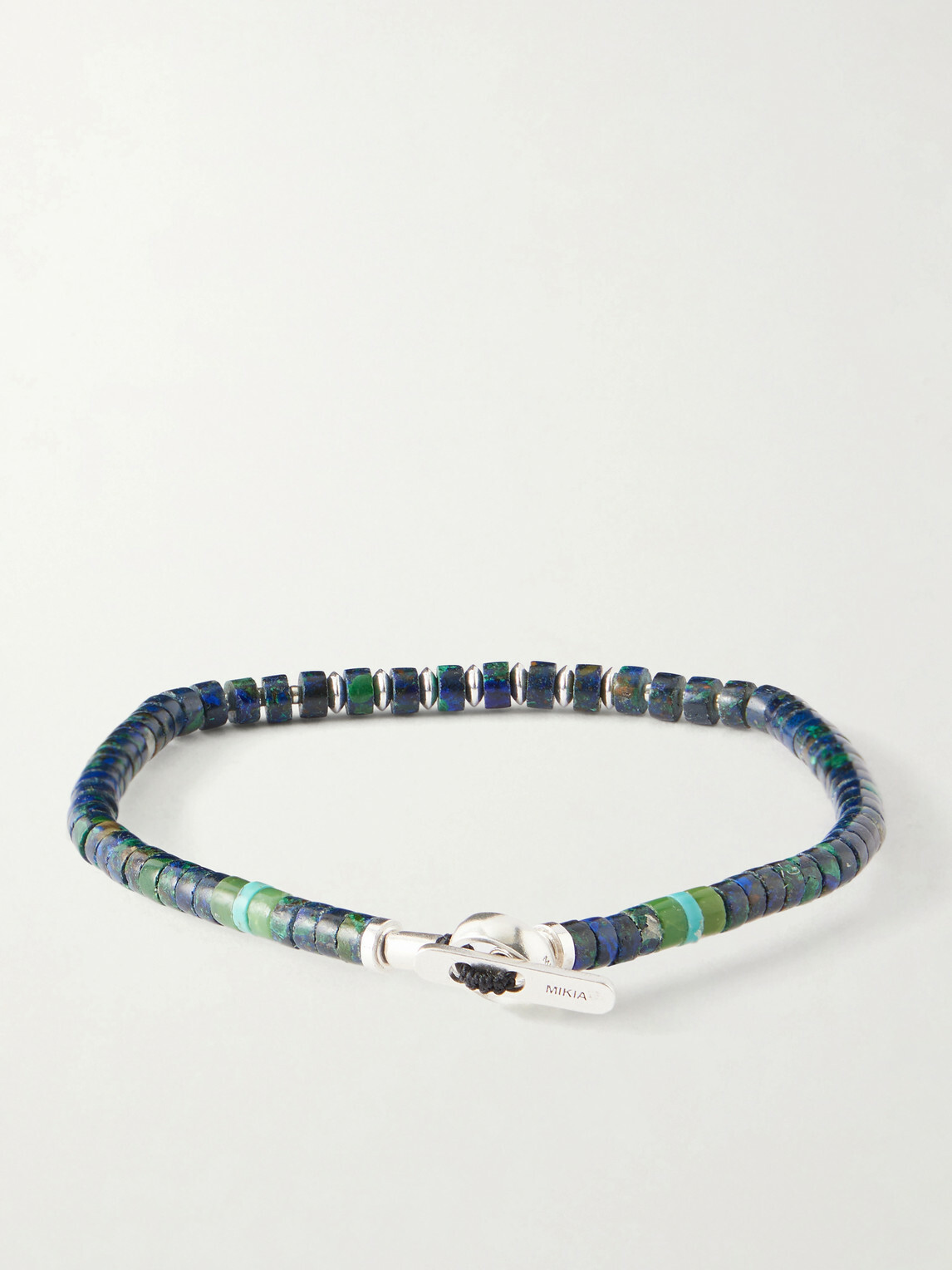 Mikia - Heishi Sterling Silver and Azurite Beaded Bracelet - Blue