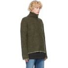 Maison Margiela Green Wool 5 Gauge Zip-Up Sweater