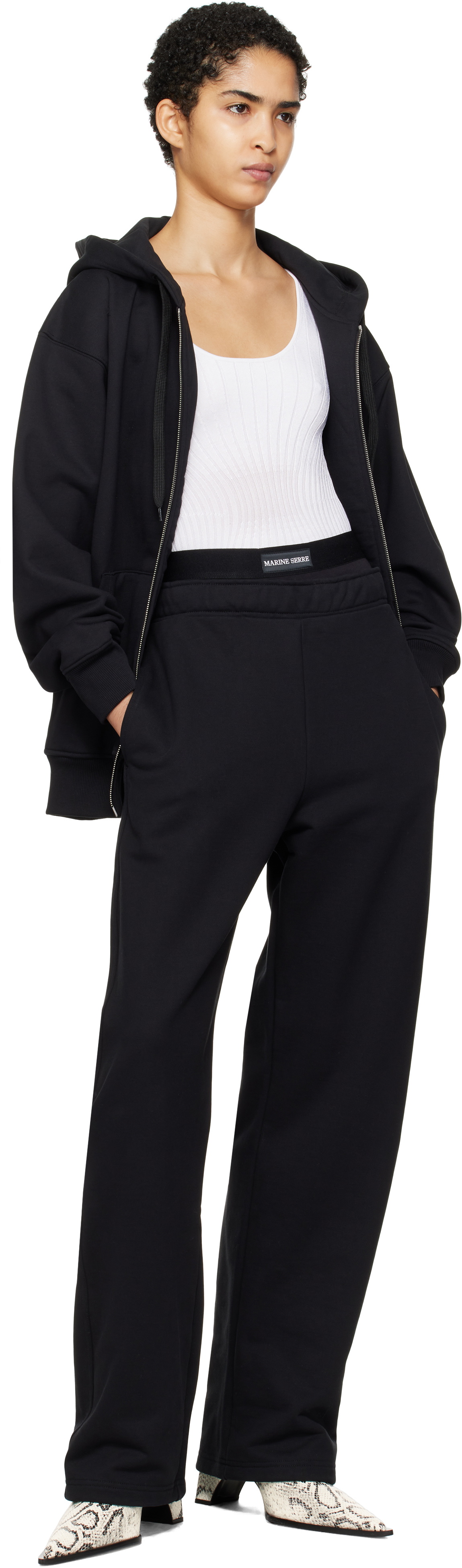 Marine Serre Black Moon Logo Fleece Sweatpants