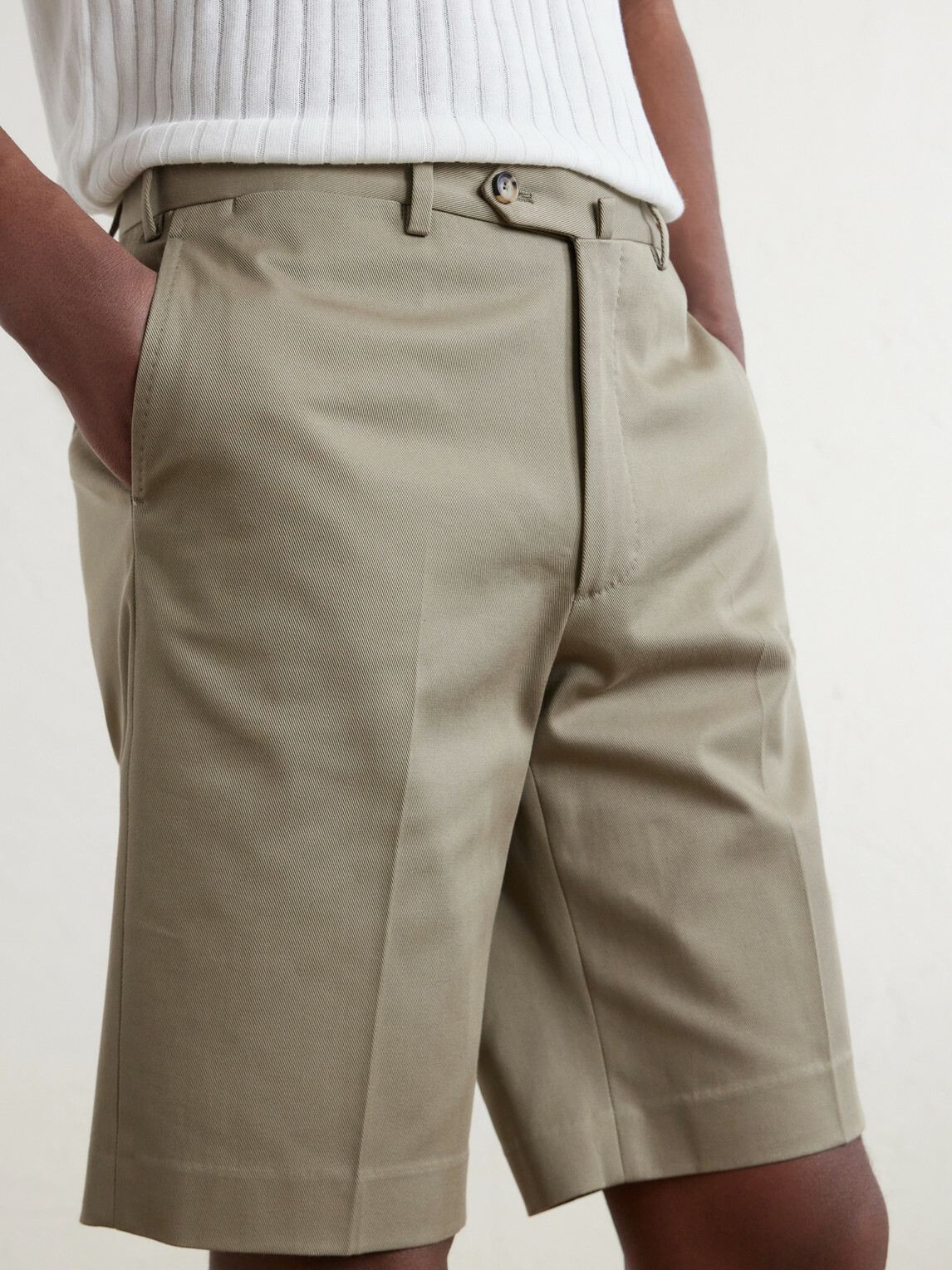 De Petrillo - Straight-Leg Cotton-Blend Twill Shorts - Neutrals
