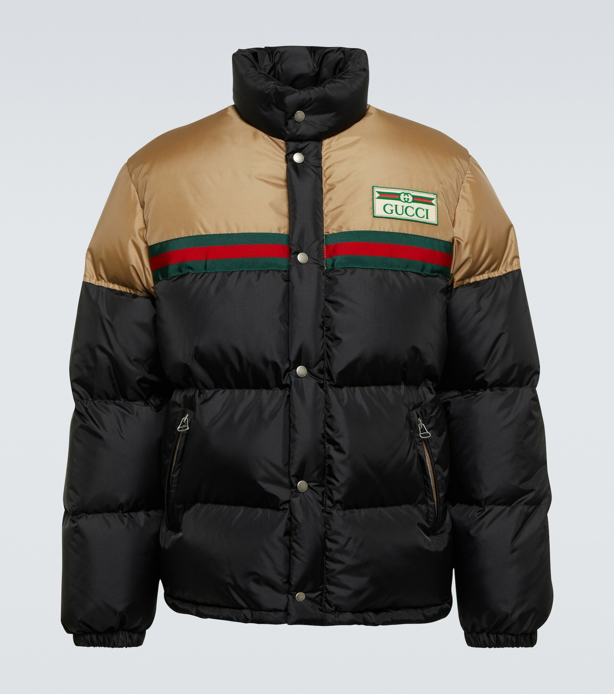 Gucci Hooded Padded Cotton-blend Logo-jacquard Down Jacket in