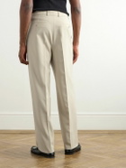 SAINT LAURENT - Tapered Pleated Grain de Poudre Wool Trousers - Neutrals