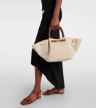 DeMellier New York Midi leather-trimmed canvas tote bag