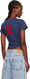 We11done Navy '11' Print Slim-Fit T-shirt