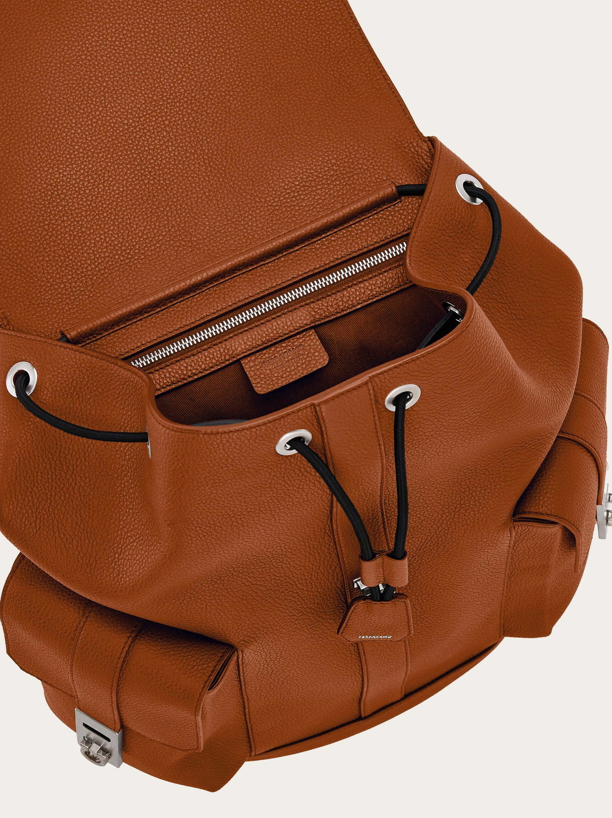 Ferragamo Mens Utility backpack with Hug buckle in Brown