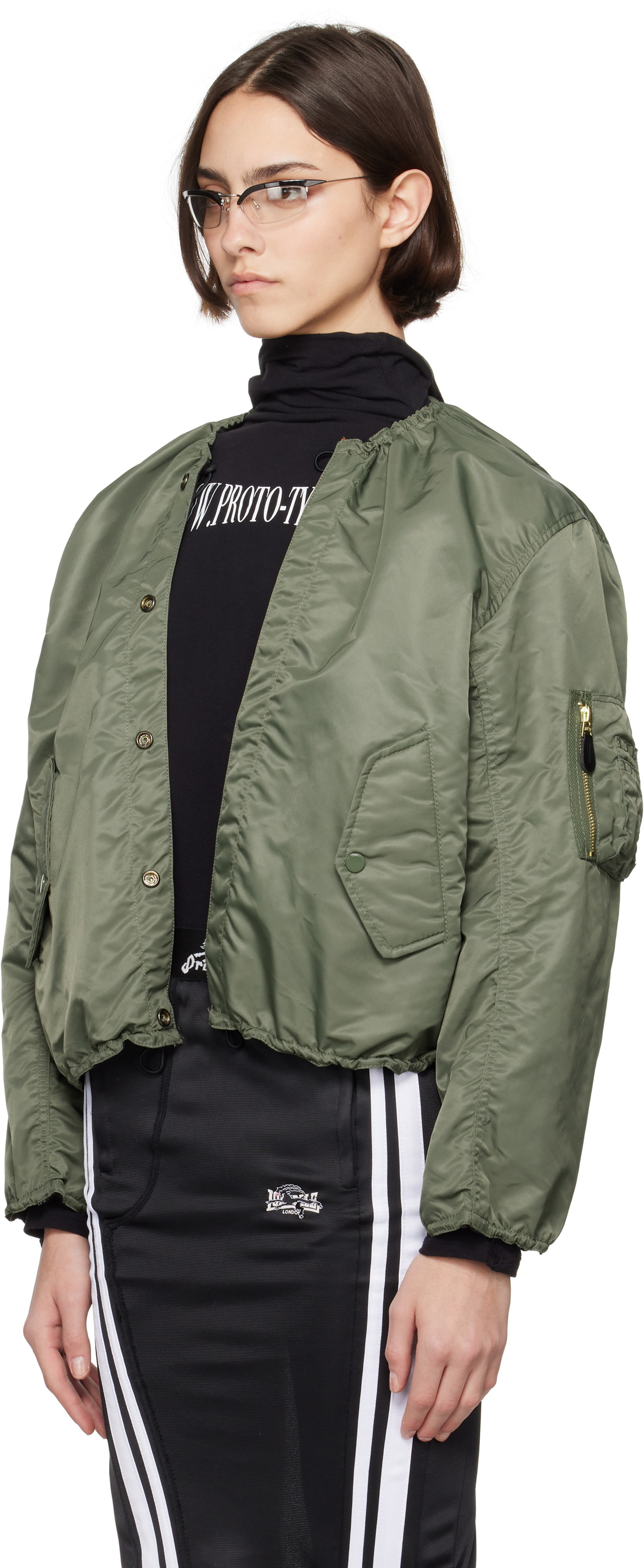 Prototypes Black Nylon Reversible Bomber Jacket