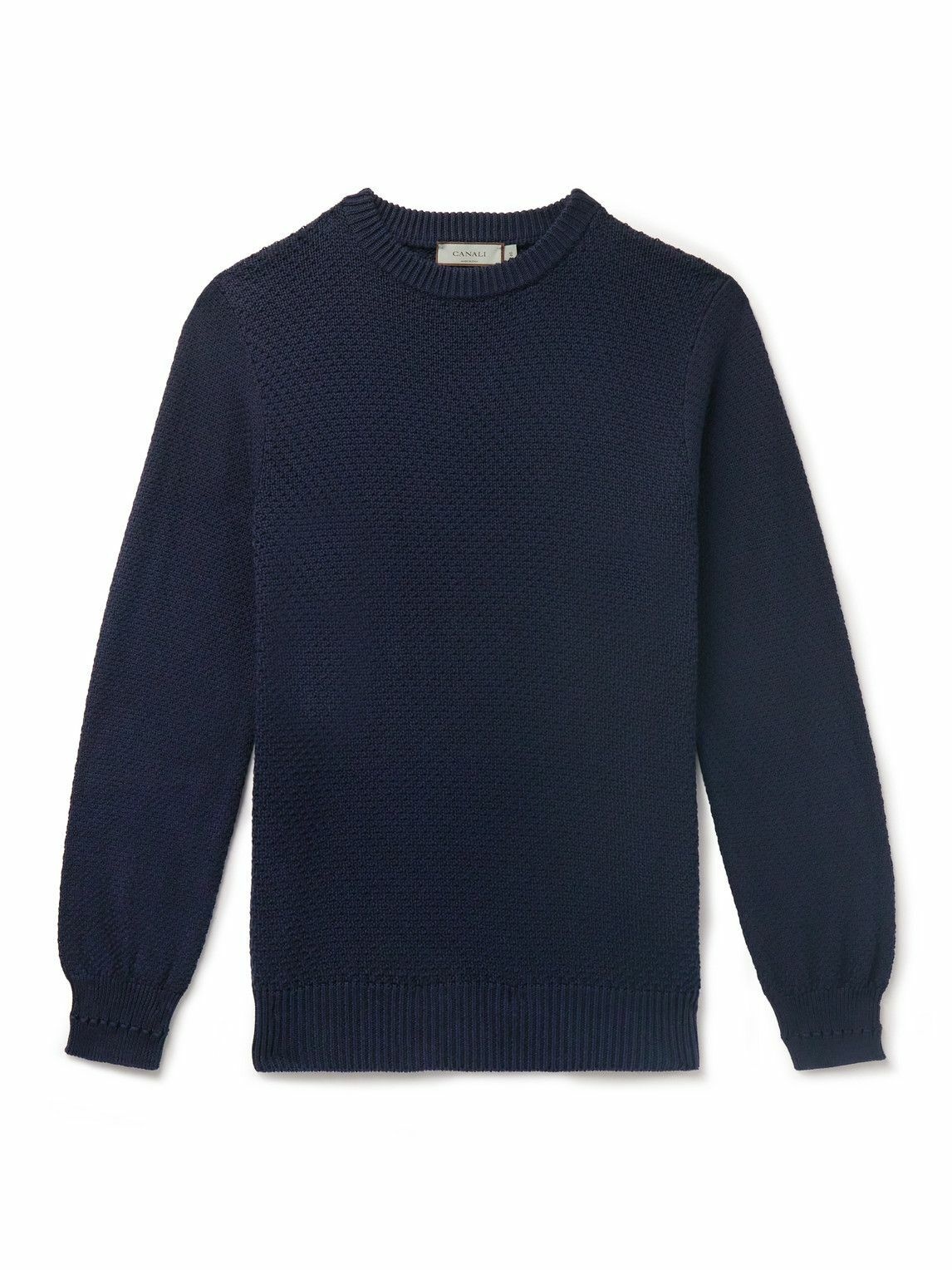 Photo: Canali - Textured-Cotton Sweater - Blue