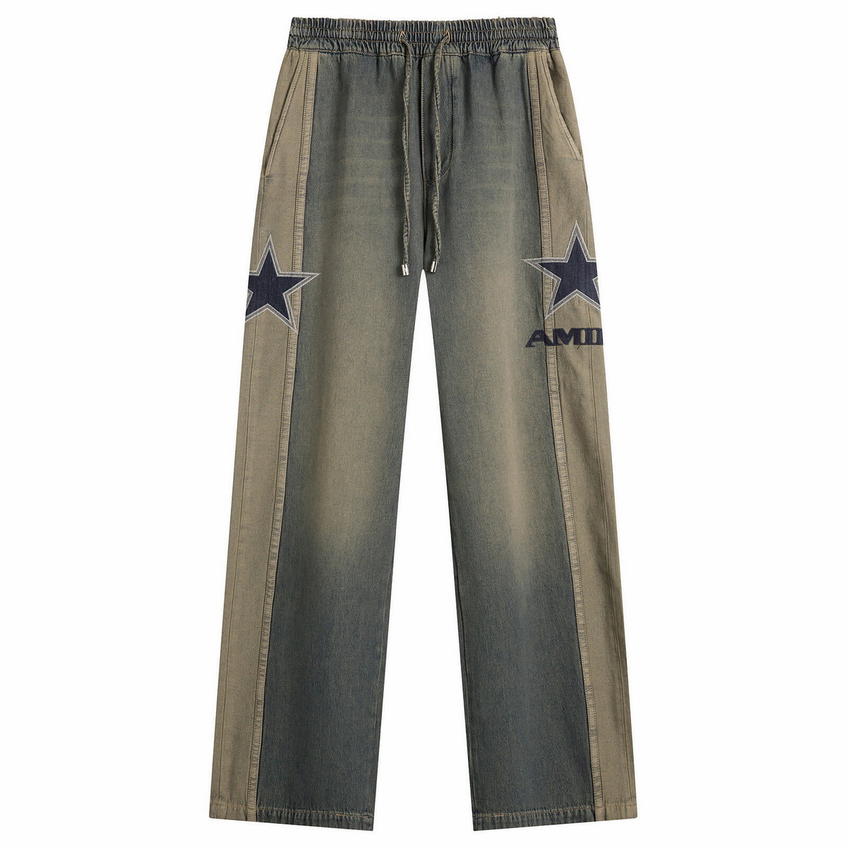 AMIRI Men's Sport Denim Track Pants in Worn Slate Amiri